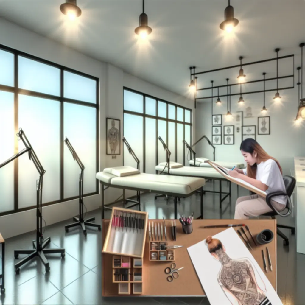 Creatieve werkruimte in de Ink Distriict studio met open layout en veel natuurlijk licht.